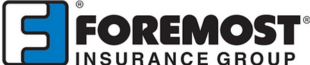 Foremost Insurance Group logo including the name and two letters "F" in clue and white colors which are put together in a shape of a square