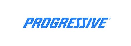 Logo of Progressive company with the analogical light blue word